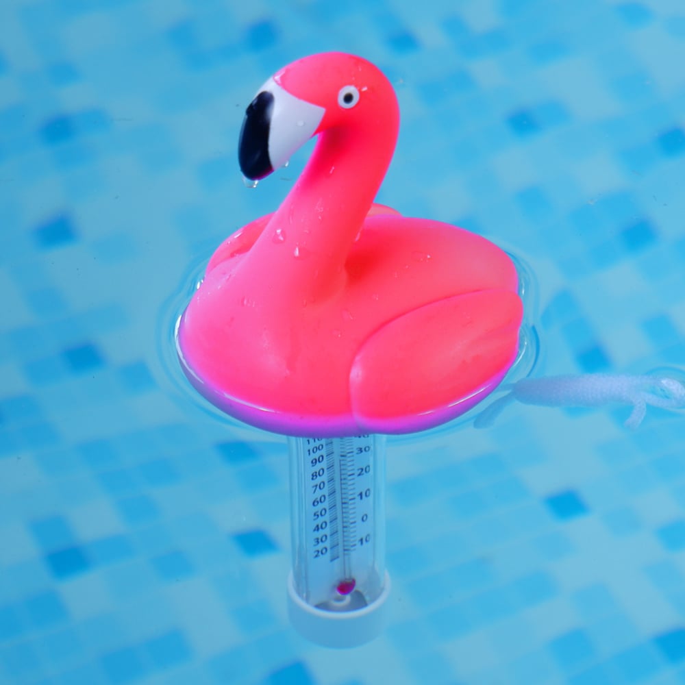 Flamingo floating swimming pool thermometer