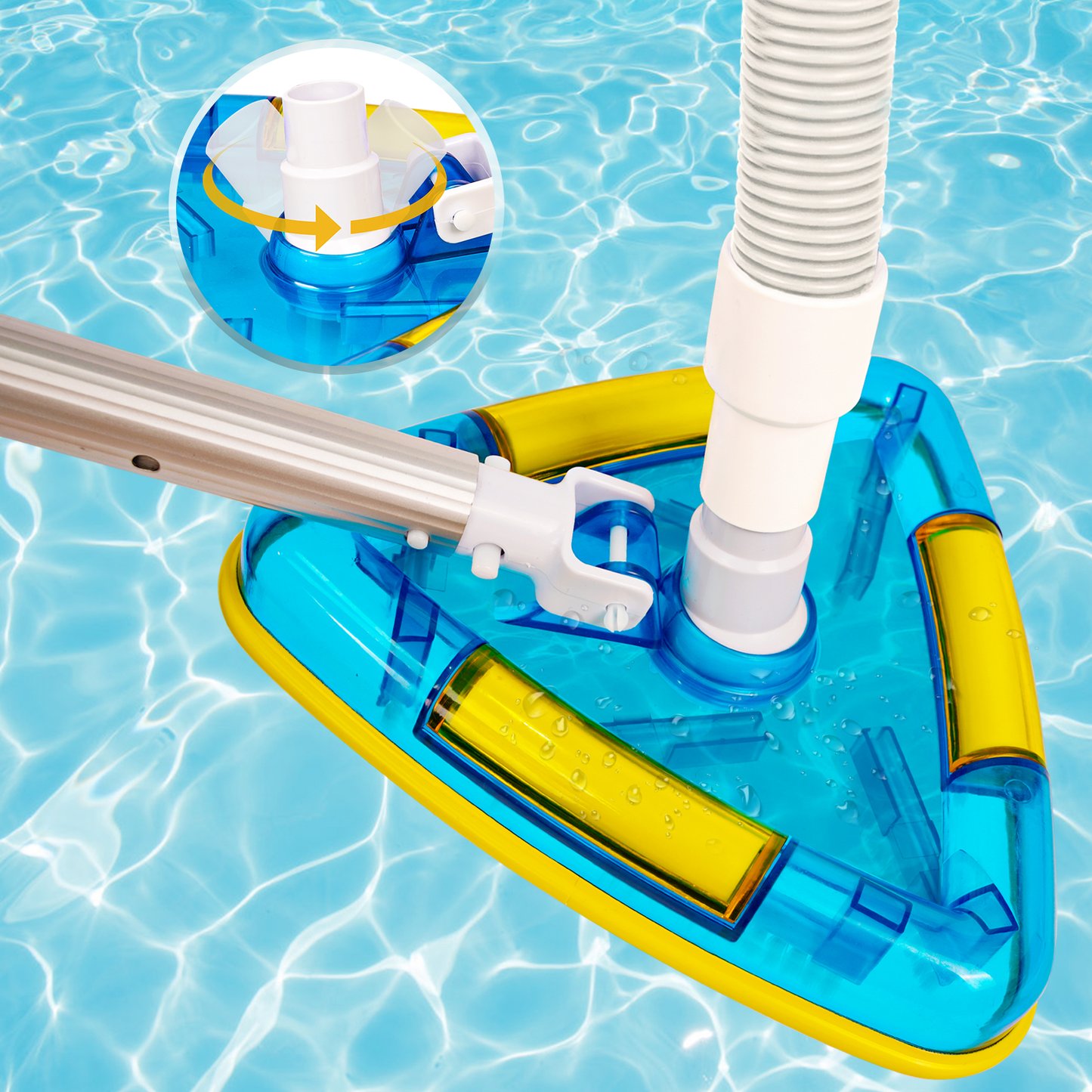 Triangle pool vacuum weighted swiveling swimming pool and spa vacuum head