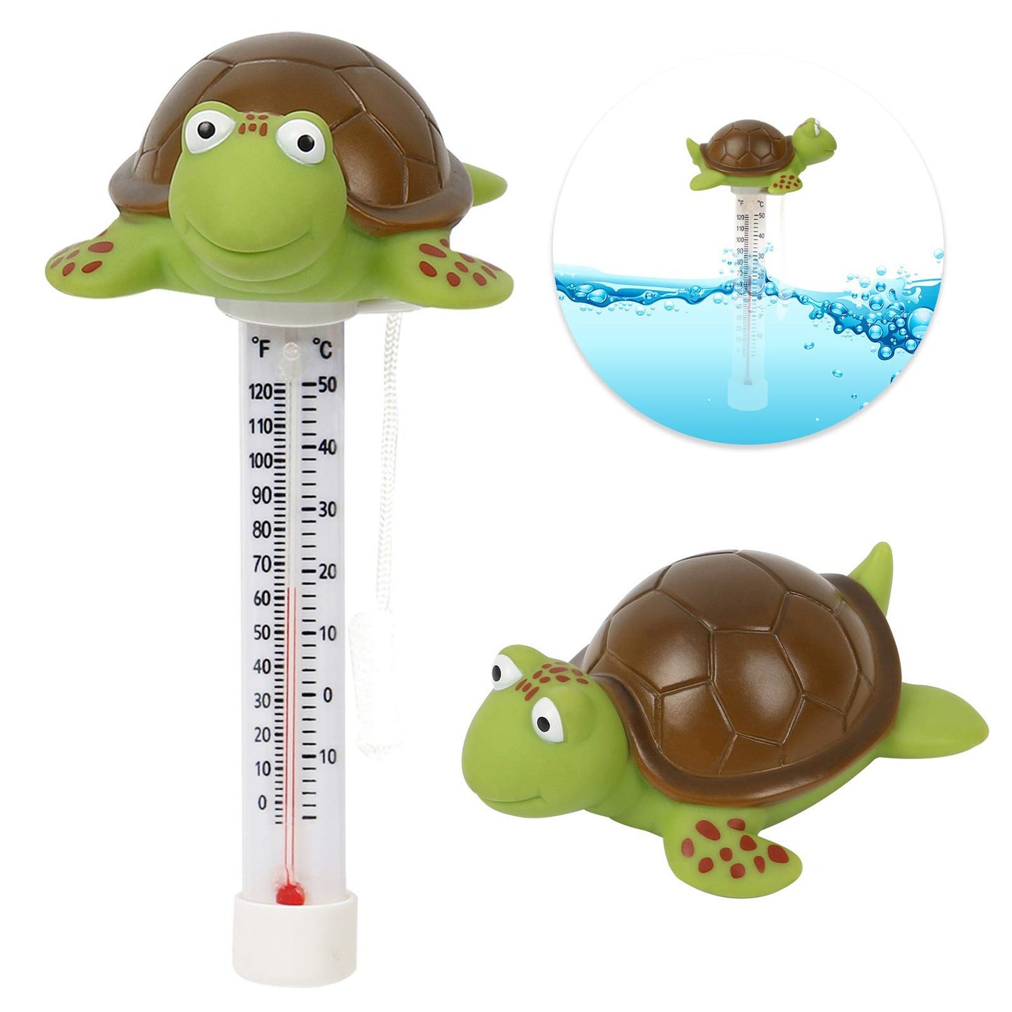 Floating tortoise digital pool thermometer