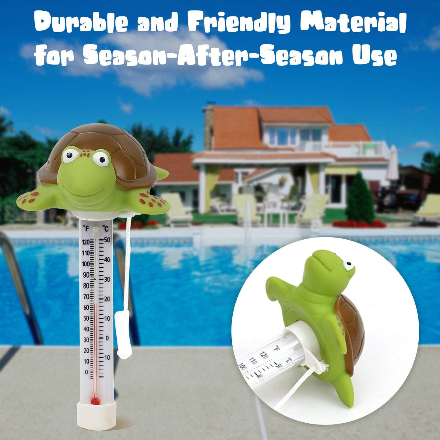 Floating tortoise digital pool thermometer