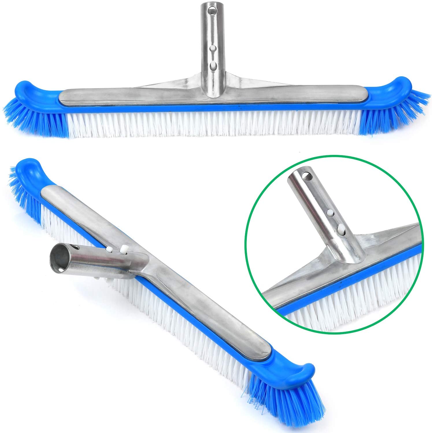 Pool wall floor brush with aluminum handle