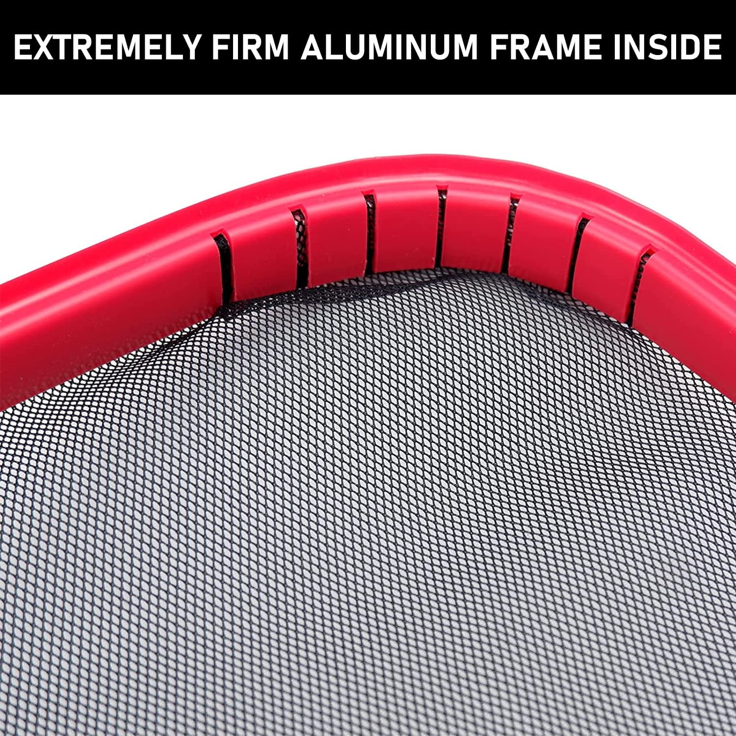 Pool leaf skimmer net with durable aluminum frame and EZ clip handle