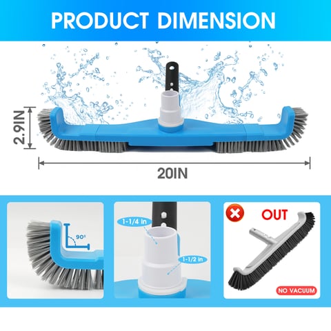 90 curved pool vacuum brush head