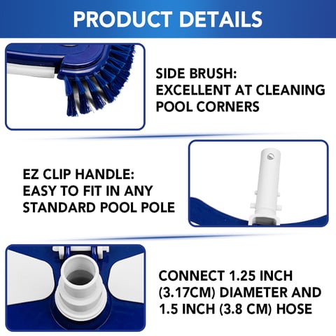 Deluxe heavy duty cleaners flexible pool vacuum head with side brush