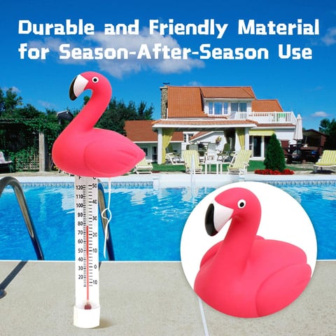 Flamingo floating swimming pool thermometer