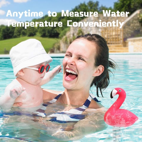 Flamingo floating swimming pool thermometer