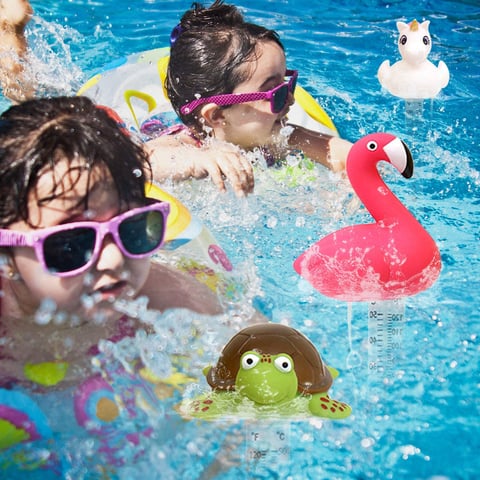 Flamingo floating swimming pool thermometer