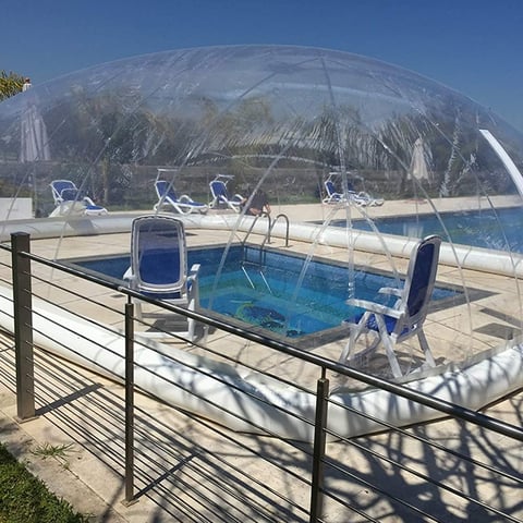 Inflatable dome pool covers for above ground pools