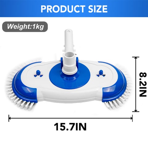Pool vacuum swivel cleaner head with side brush and spring handle