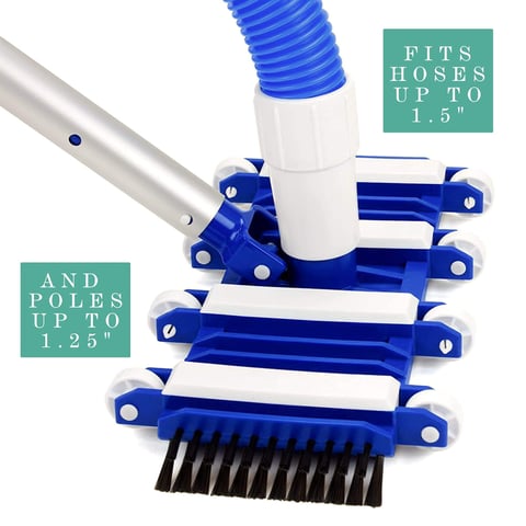 Flexible commercial in-ground swimming pool spa vacuum head with side brushes