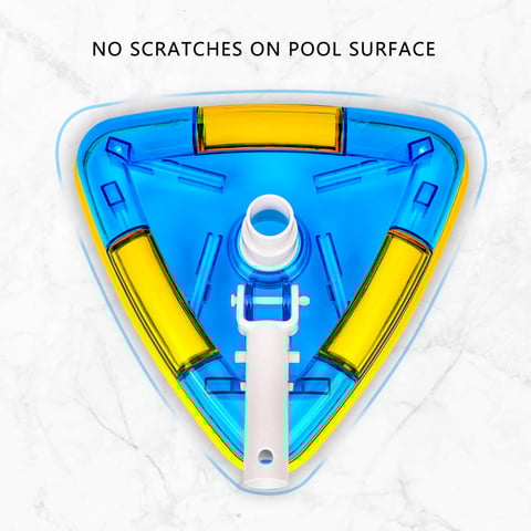 Triangle pool vacuum weighted swiveling swimming pool and spa vacuum head