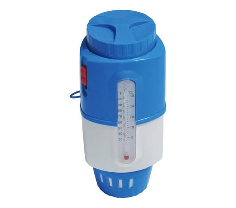 Chlorine dispenser with thermometer