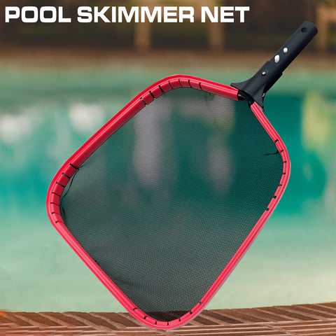 Pool leaf skimmer net with durable aluminum frame and EZ clip handle