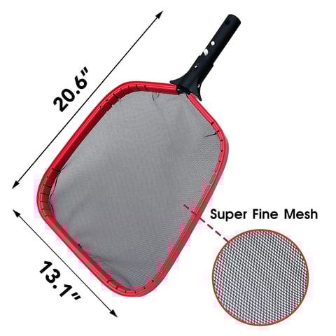 Pool leaf skimmer net with durable aluminum frame and EZ clip handle