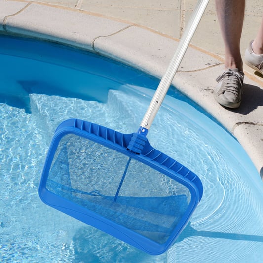 Durable plastic swimming pool deep rake skimmer with nylon net and sveral types handle