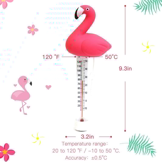 Flamingo floating swimming pool thermometer