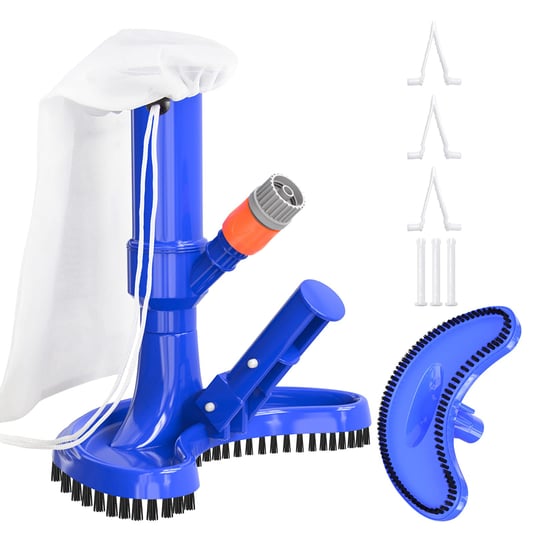 Pool jet vacuum with brush and mesh bag vacuum cleaner kit