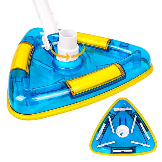 Triangle pool vacuum weighted swiveling swimming pool and spa vacuum head