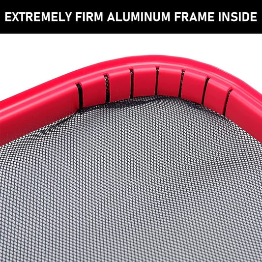 Pool leaf skimmer net with durable aluminum frame and EZ clip handle